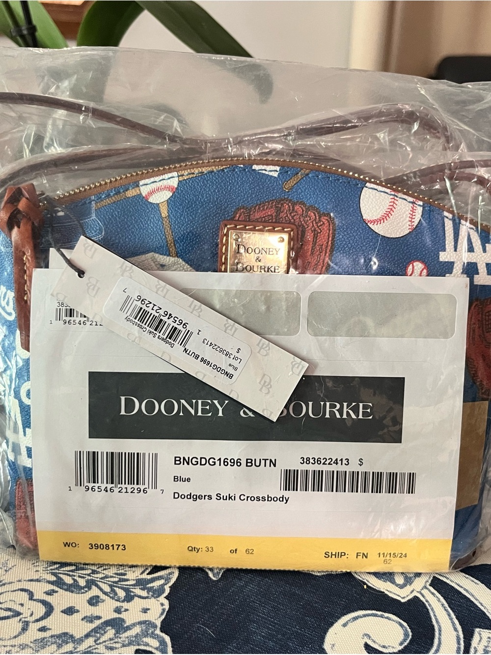 Dooney & Bourke Blue Dodgers Baseball Suki Crossbody